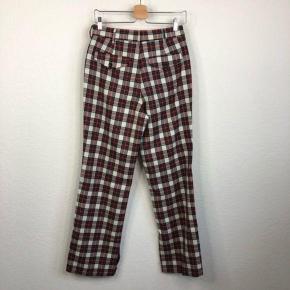 Hache Plaid Wide Leg Wool Pants Tuxedo Stripe Trou - Picture 5 of 10